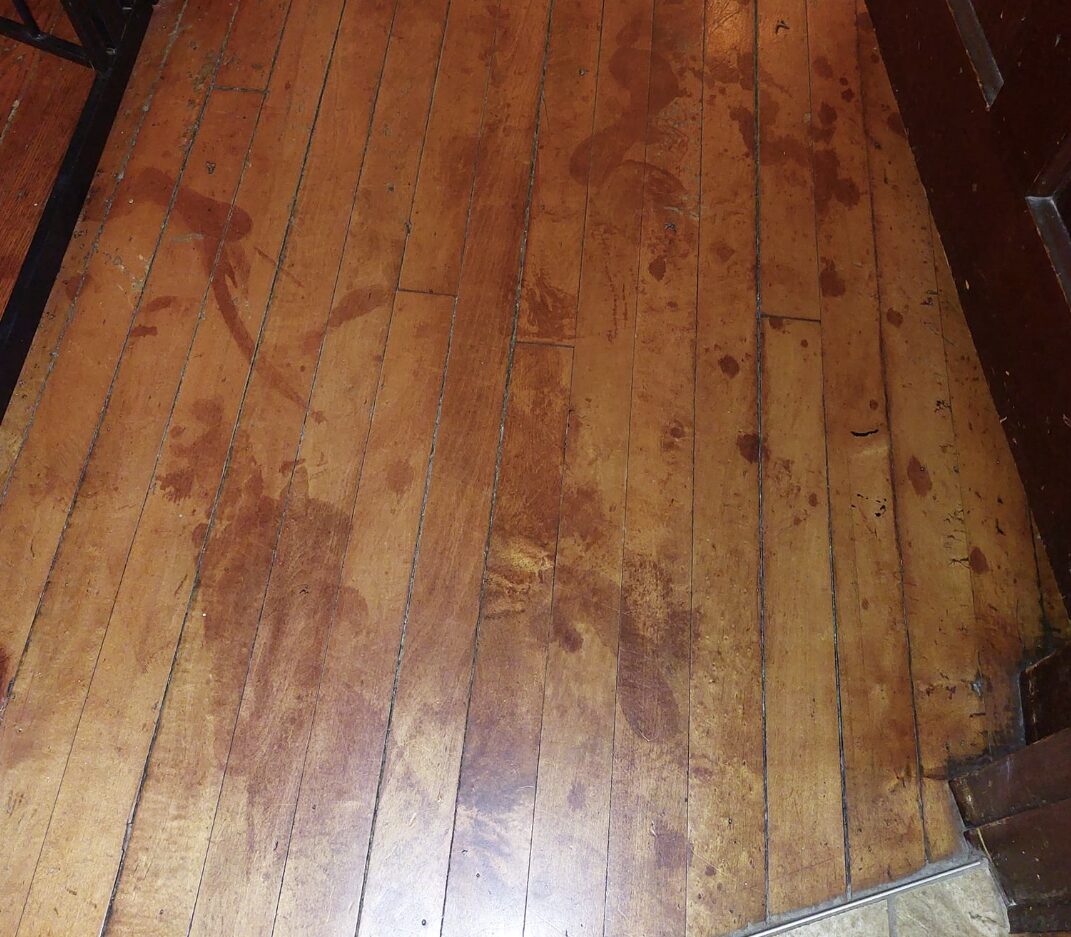 Footprints Discovered During Floor Renovation