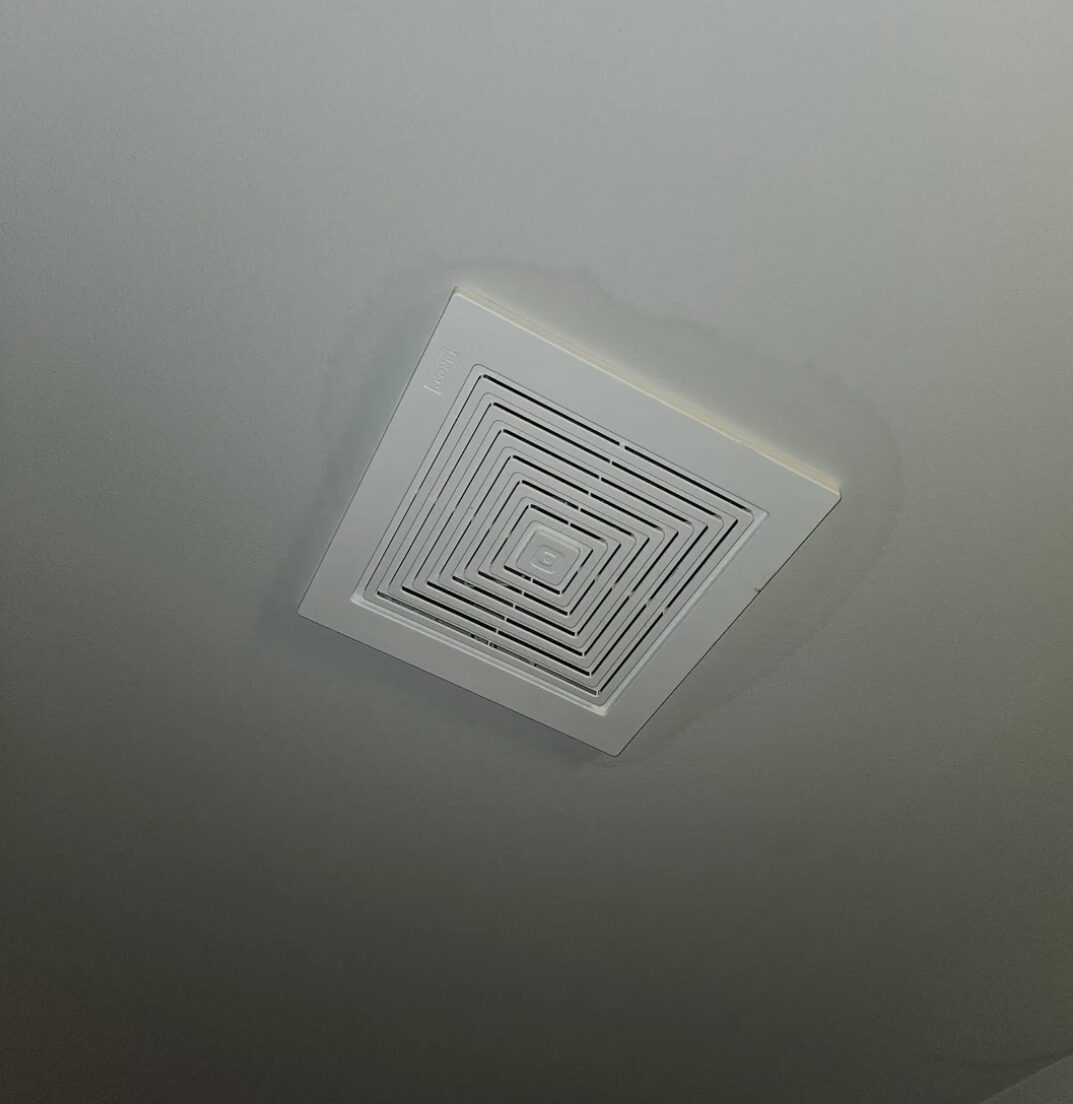white bathroom fan