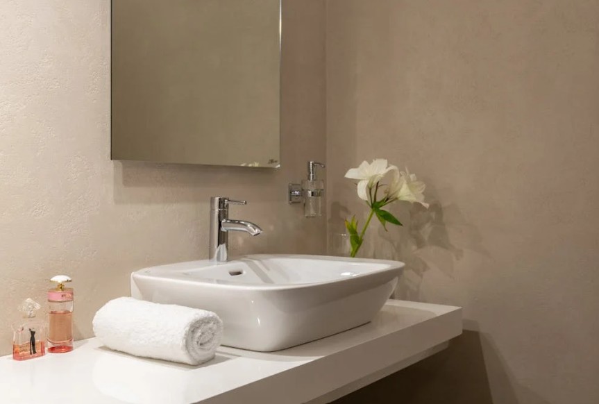 white sink and mirror