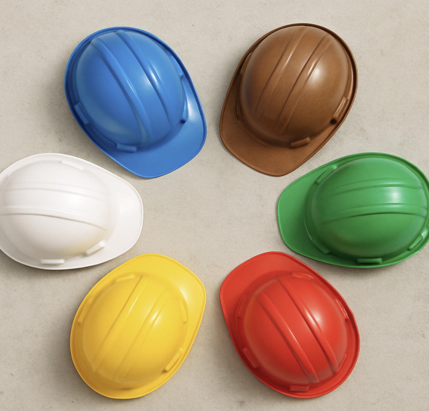 different colored helmets