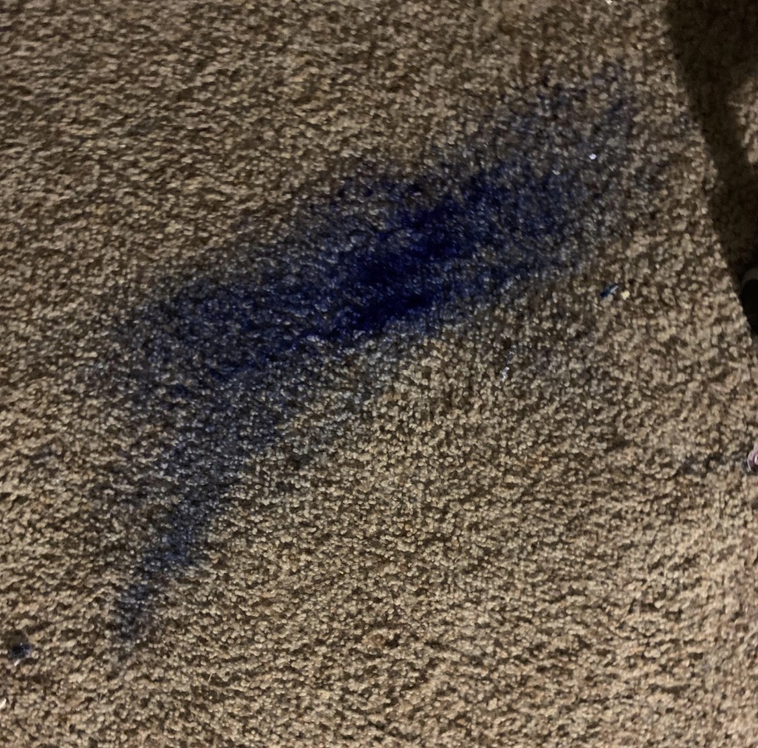 spilled ink on a rug