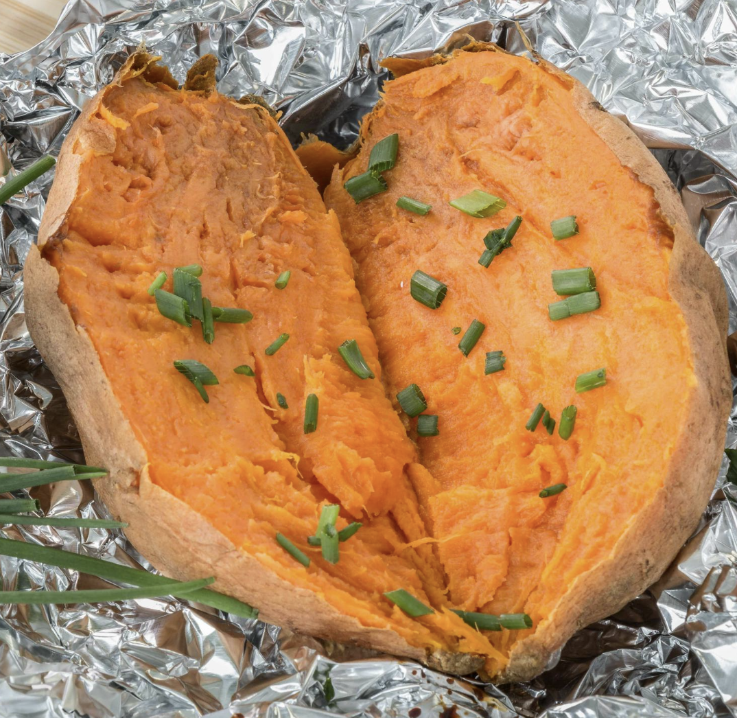 Cooked Sweet Potato with Chopped Chives