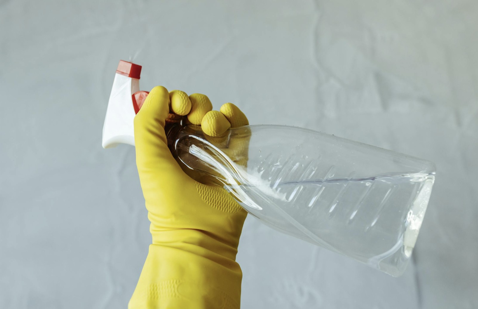 holding a spray bottle