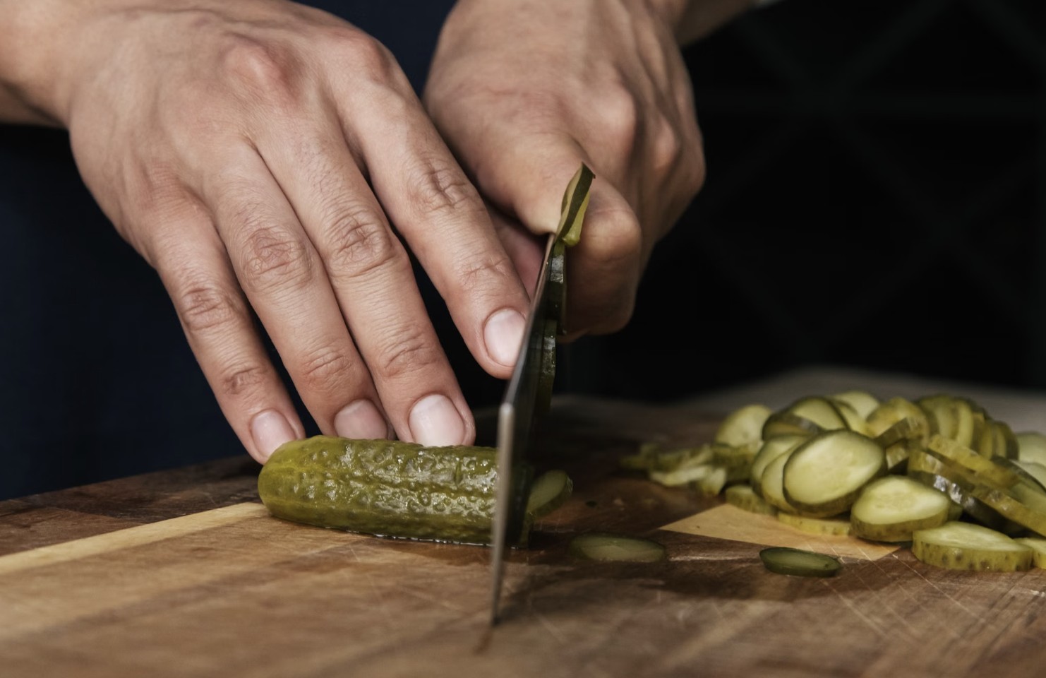 cutting pickles
